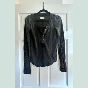 Free People "Our Song" Henley Cuff in Washed Black